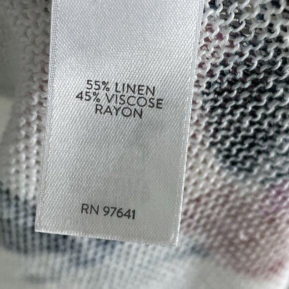 J  Jill Womens Large Floral Open Cardigan Sweater Duster Linen Blend Mid Length - Picture 4 of 9